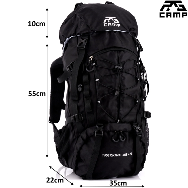 Wymiary plecaka RG Camp 50 l – infografika