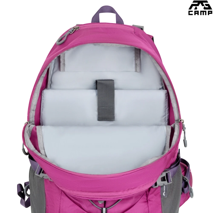 Plecak górski 30L RG Camp Lite różowy – komora główna z kieszenią na laptopa