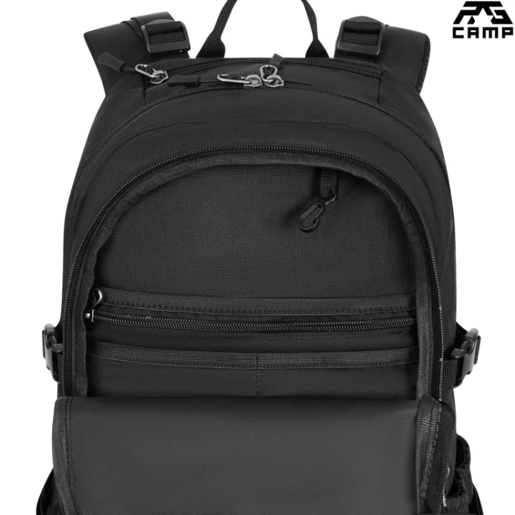 Plecak taktyczny 25l RG CAMP RG1920 czarny – przednia kieszeń z organizerem