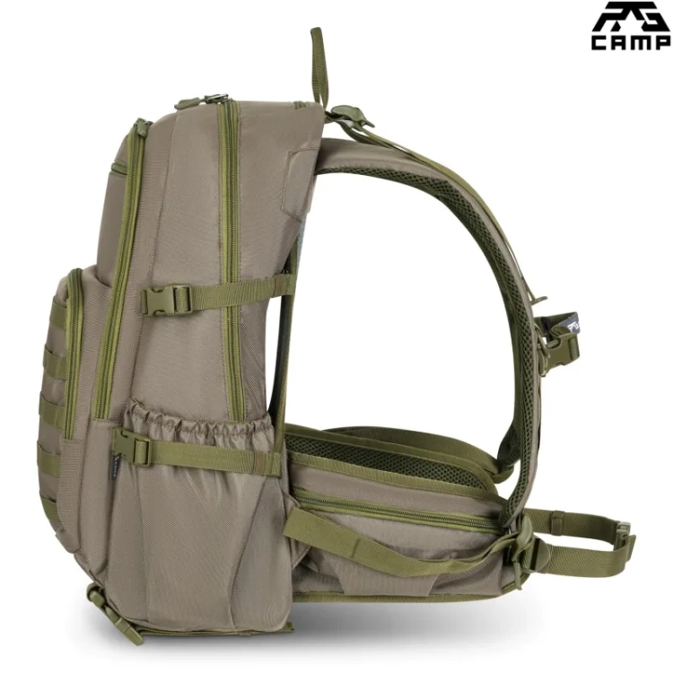 Plecak survivalowy 25l RG CAMP RG1920 khaki – widok z boku