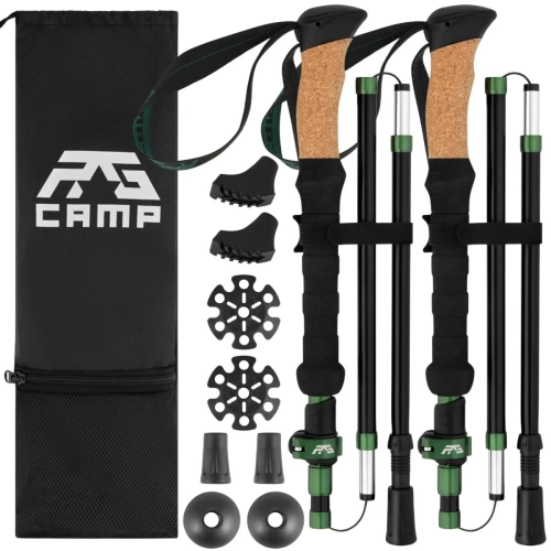 Kijki do chodzenia składane RG CAMP FoldPro Cork green – kompletny zestaw