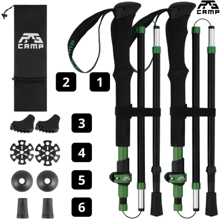 Pokrowiec, talerzyki i końcówki do kijów RG CAMP FoldPro EVA green
