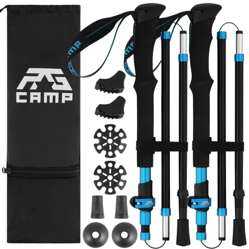 Kijki w góry składane RG CAMP FoldPro EVA blue – kompletny zestaw