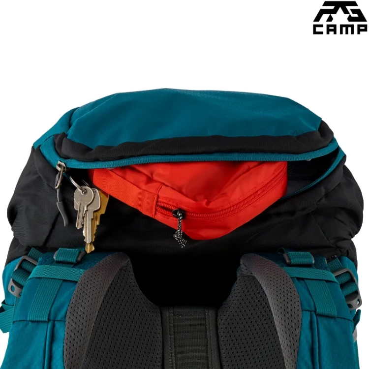 Plecak trekkingowy 60l RG CAMP morski – górna kieszeń