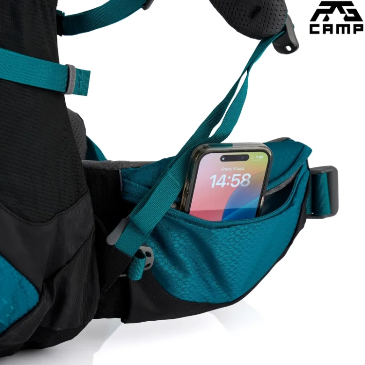 Plecak trekkingowy 60l RG CAMP morski – pas biodrowy