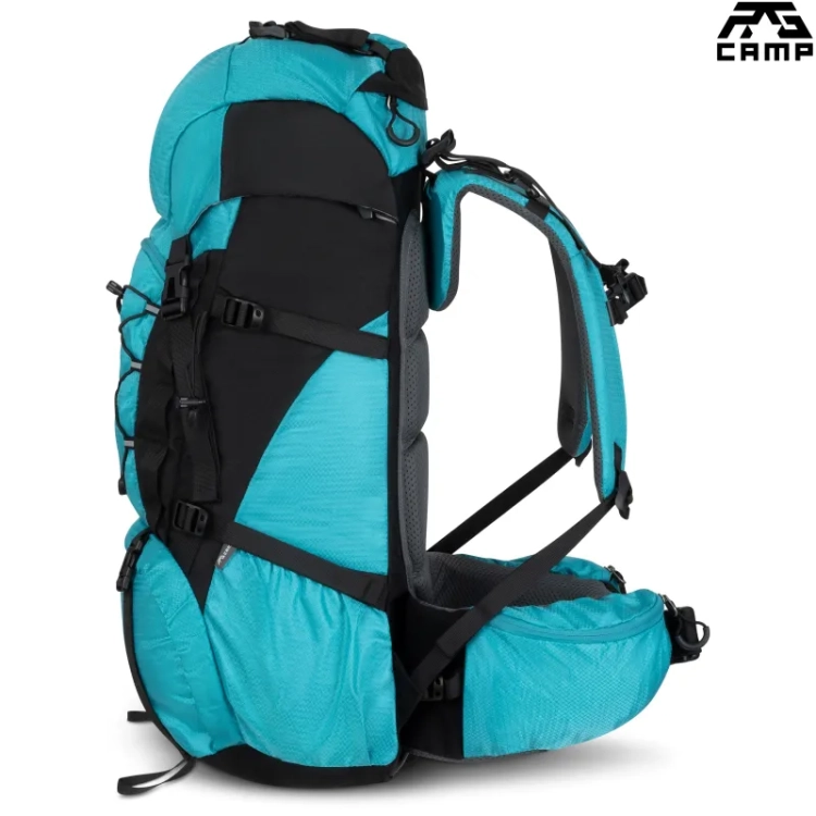 Plecak trekkingowy 50l RG CAMP turkusowy – widok z boku