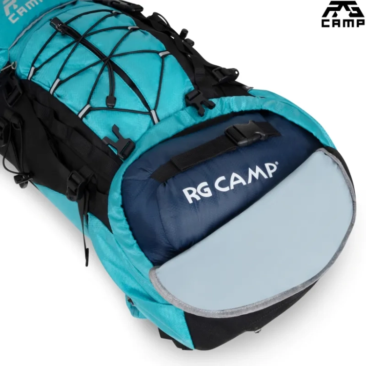 Plecak trekkingowy 50l RG CAMP turkusowy – dolna kieszeń