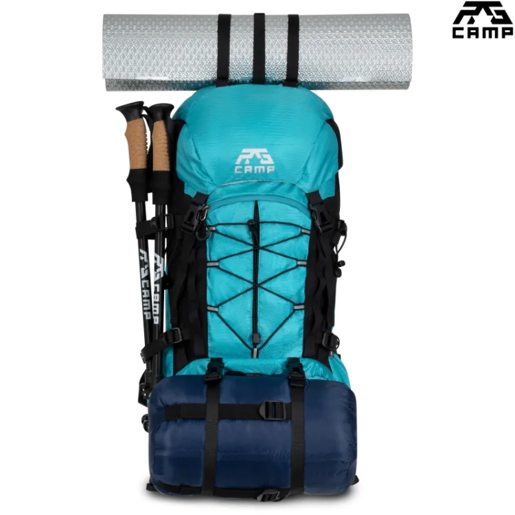 Plecak trekkingowy 50l RG CAMP turkusowy z akcesoriami