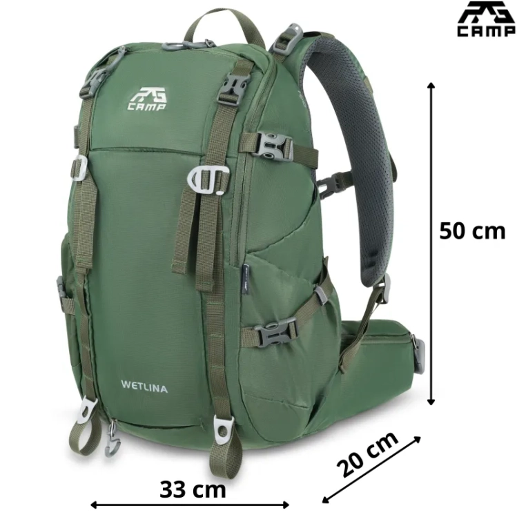 Plecak turystyczny 30L RG Camp Wetlina zielony – wymiary 50x33x20 cm