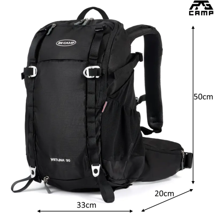 Plecak górski RG Camp Wetlina 30L czarny – wymiary 50 × 33 × 20 cm