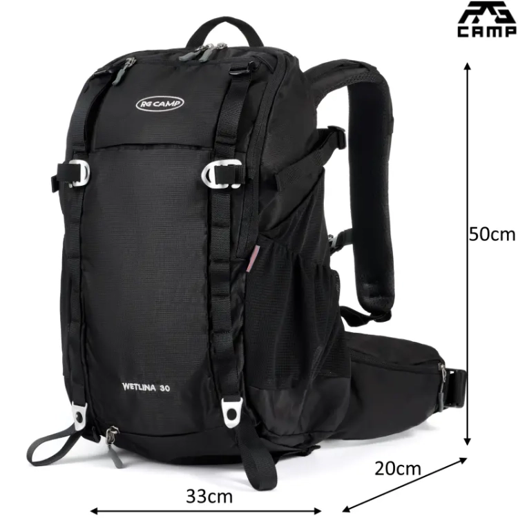Plecak górski RG Camp Wetlina 30L czarny – wymiary 50 × 33 × 20 cm