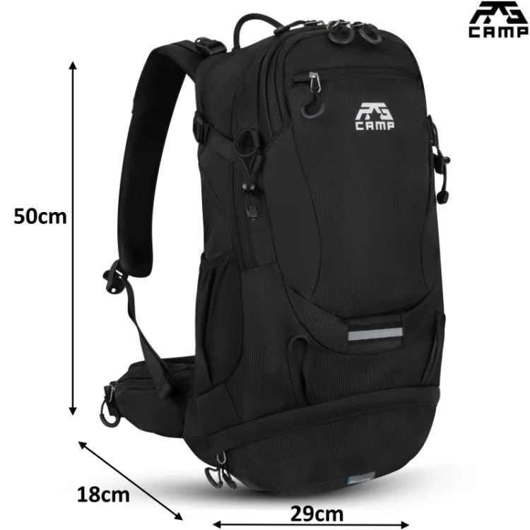 Plecak turystyczny 25L RG CAMP Active czarny – wymiary 50 × 29 × 18 cm