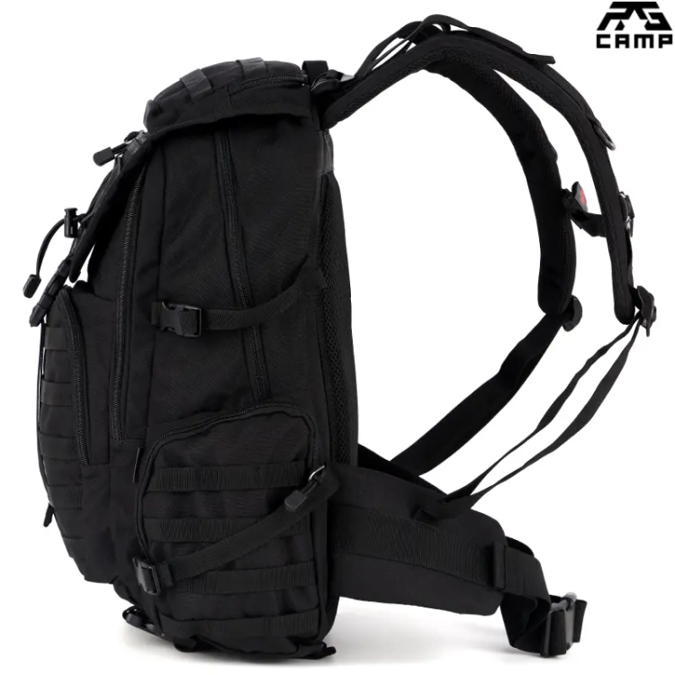 Plecak wojskowy taktyczny czarny RG CAMP Trail 30 l – widok z boku