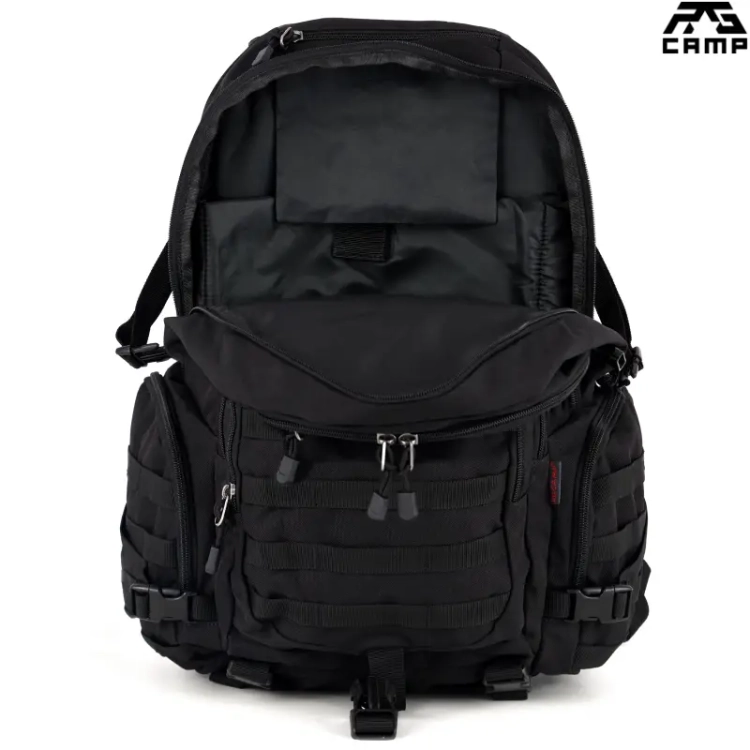 Plecak wojskowy taktyczny czarny RG CAMP Trail 30 l – otwarta komora główna