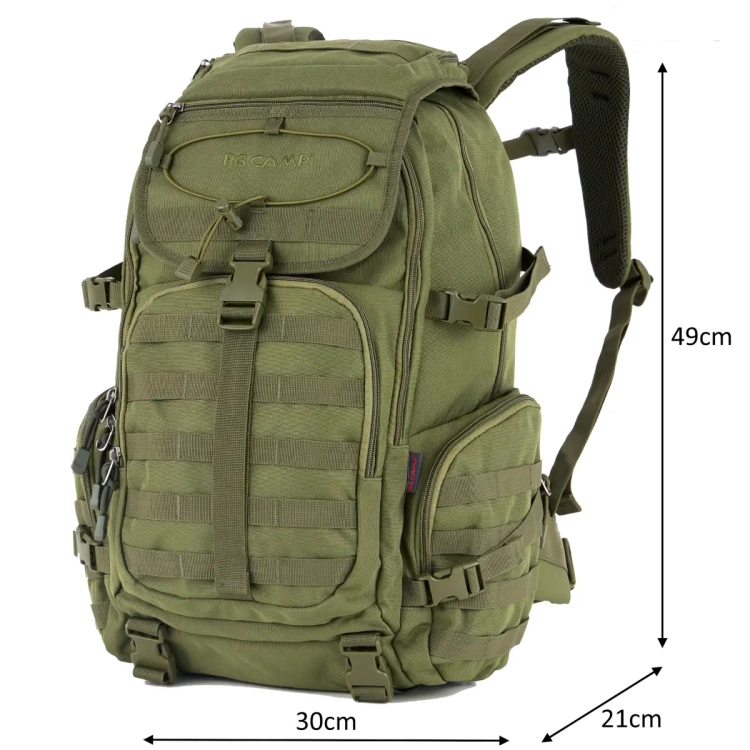 Plecak militarny 30l RG CAMP Trail zielony – wymiary 49 × 30 × 21 cm