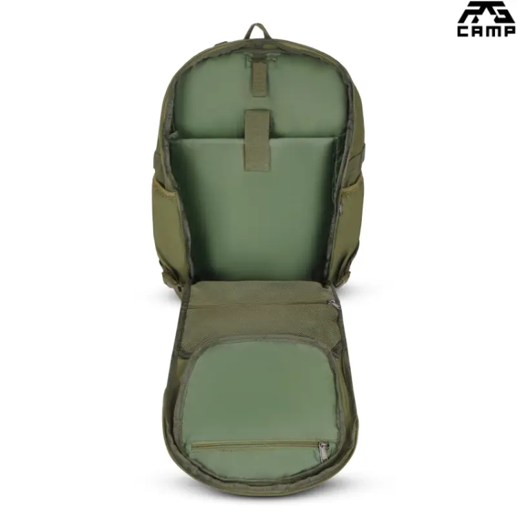 Plecak wojskowy 20l RG CAMP RGX1410 zielony – pełne otwarcie