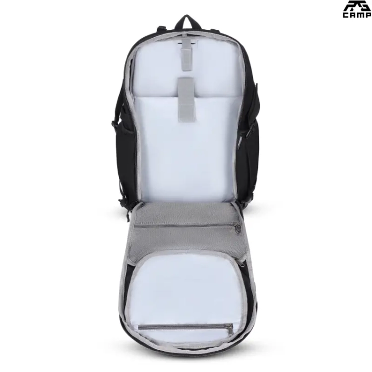 Plecak taktyczny 20l RG CAMP RGX1410 czarny – pełne otwarcie