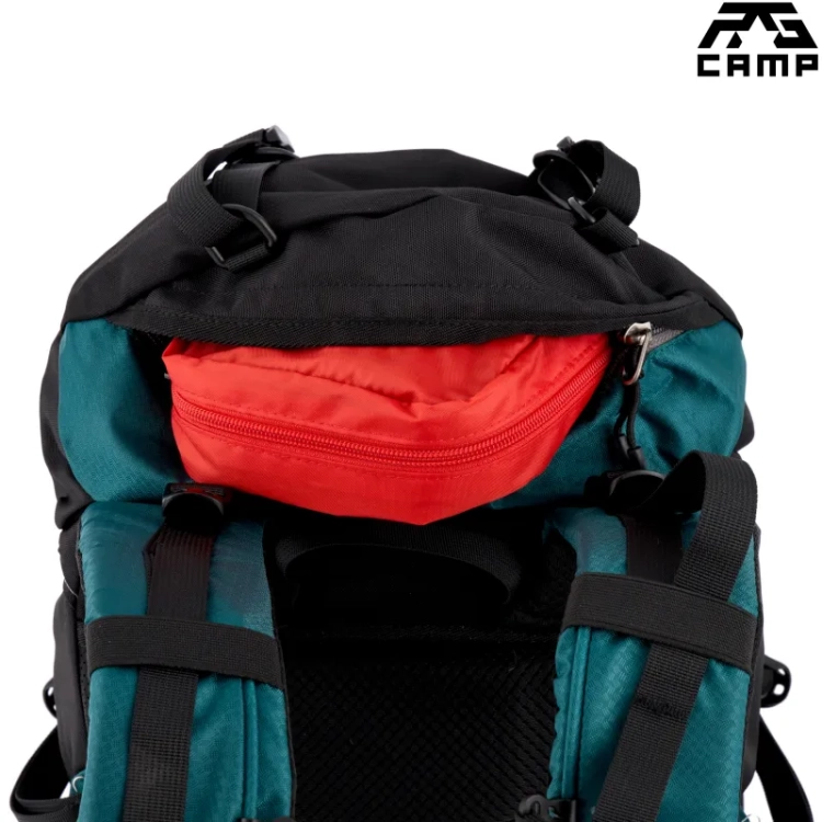 Plecak trekkingowy 40l RG CAMP Adventure morski – kieszeń w klapie