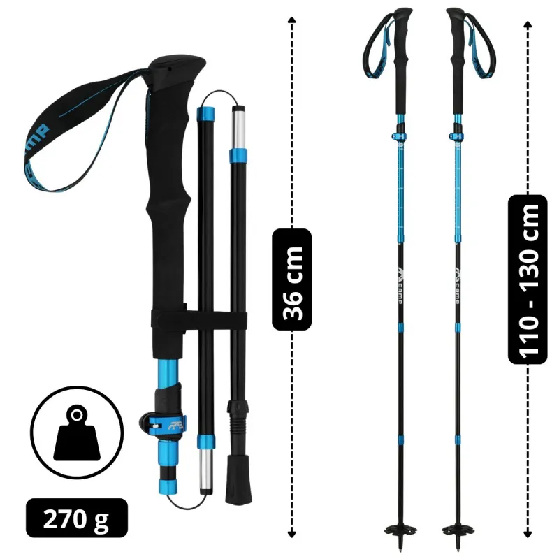 Kijki w góry składane RG CAMP FoldPro EVA blue – regulacja długości 115–135 cm