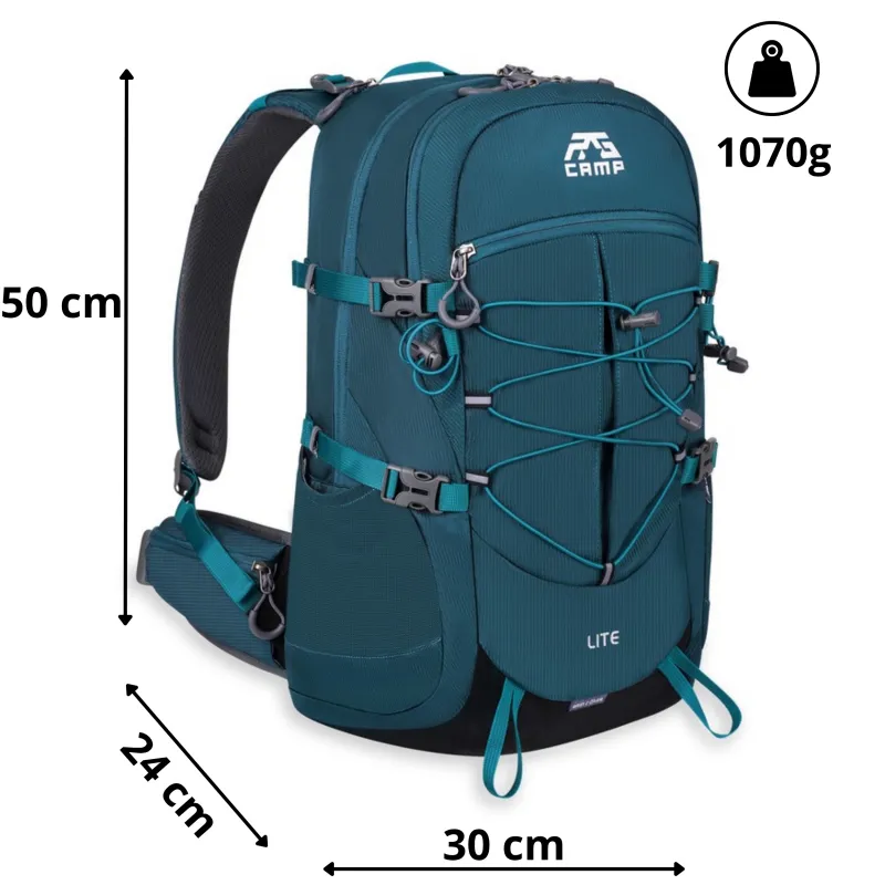 Plecak górski 30l RG CAMP Lite morski – wymiary 50 × 30 × 24 cm