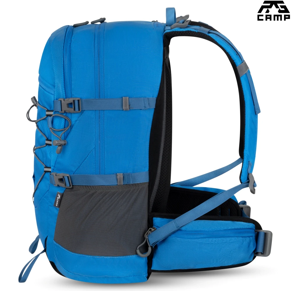 Niebieski plecak górski 30L RG Camp Lite – profil boczny