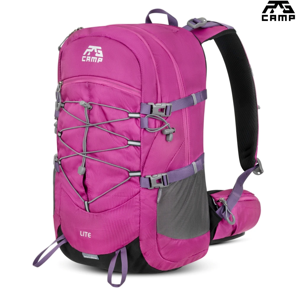 Plecak trekkingowy 30L RG Camp Lite różowy – widok z przodu pod kątem