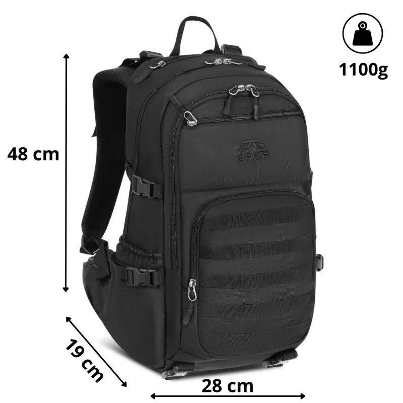 Plecak taktyczny męski 25 l RG CAMP RG1920 czarny – wymiary 48 × 28 × 19 cm
