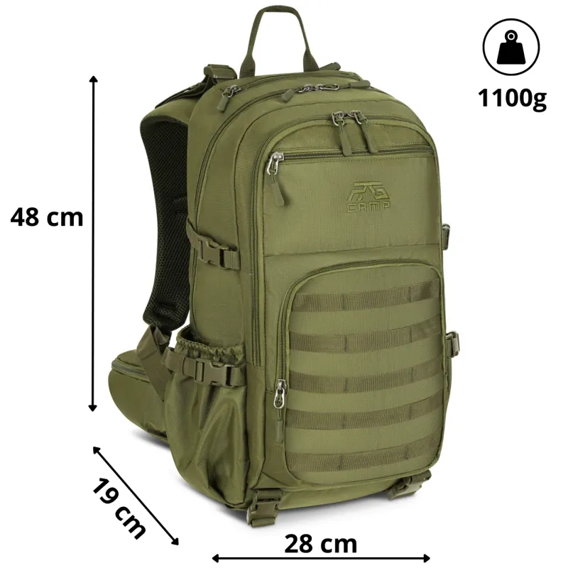 Plecak wojskowy 25 l RG CAMP RG1920 zielony – wymiary 48 × 28 × 19 cm