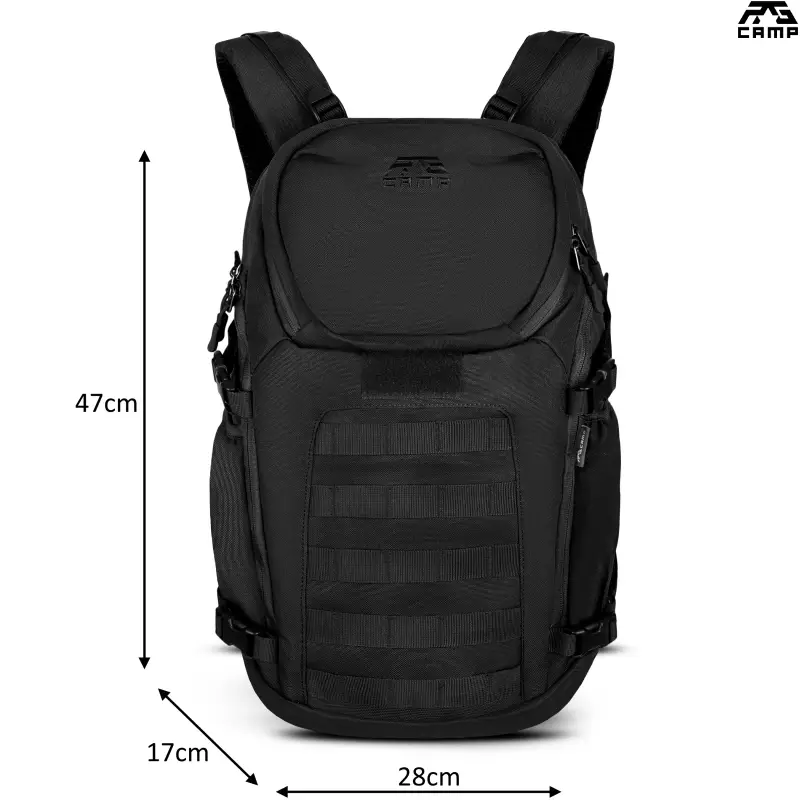 Plecak taktyczny 20l RG CAMP RGX1410 czarny – wymiary 47 × 28 × 17 cm