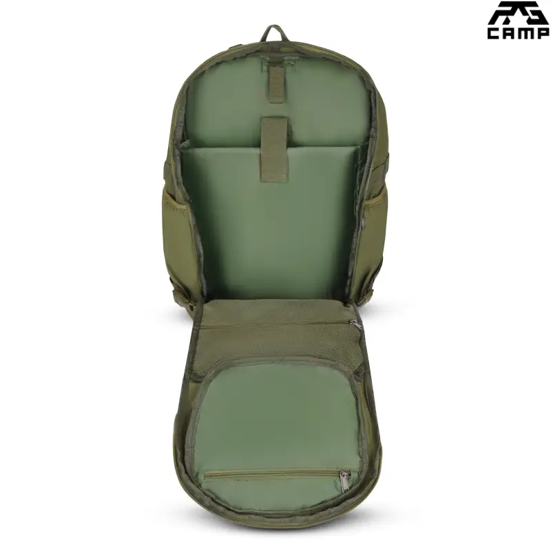 Plecak wojskowy 20l RG CAMP RGX1410 zielony – pełne otwarcie
