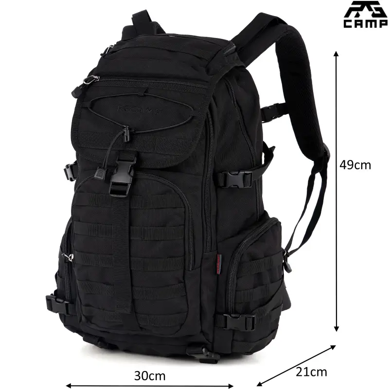 Plecak wojskowy taktyczny RG CAMP Trail 30 l czarny – wymiary 49 × 30 × 21 cm