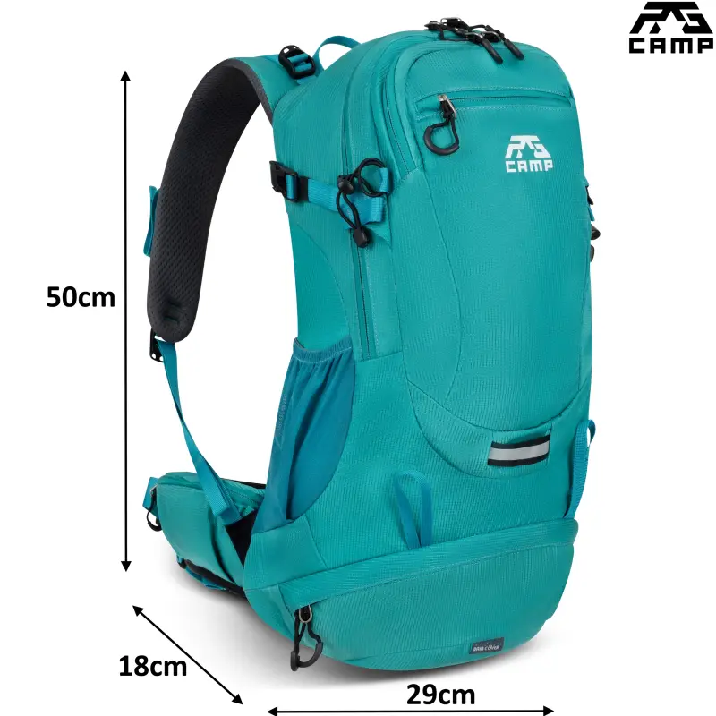 Plecak górski 25l RG CAMP Active turkusowy wymiary 50x29x30 cm