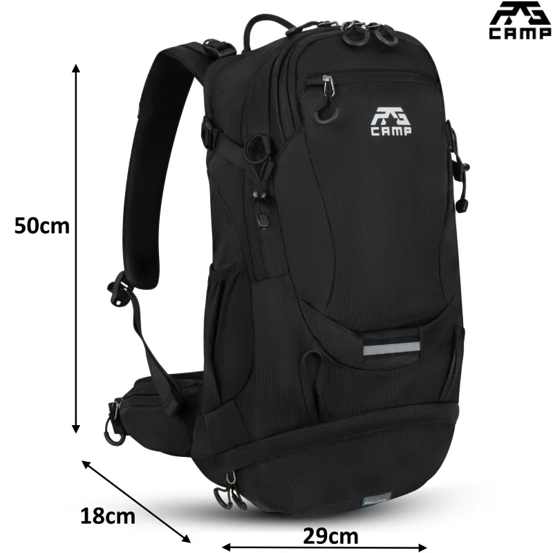 Plecak turystyczny 25L RG CAMP Active czarny z wymiarami 50 × 29 × 18 cm