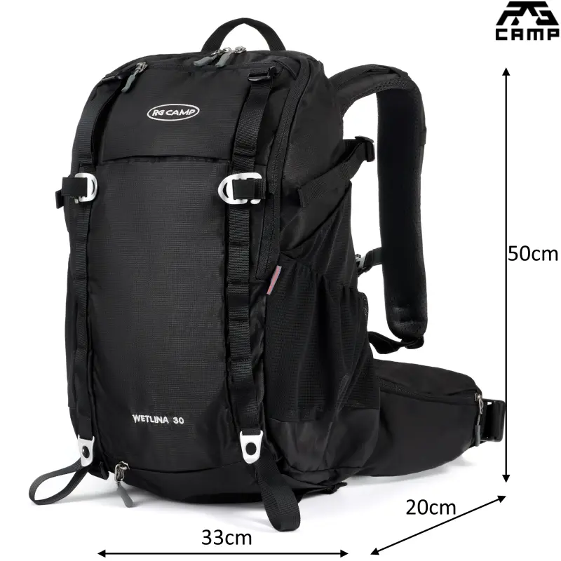 Czarny plecak trekkingowy RG Camp Wetlina 30L wymiary