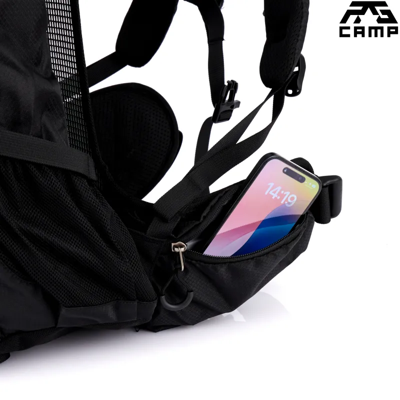 Plecak turystyczny 40l RG CAMP Adventure czarny – pas biodrowy z kieszonką