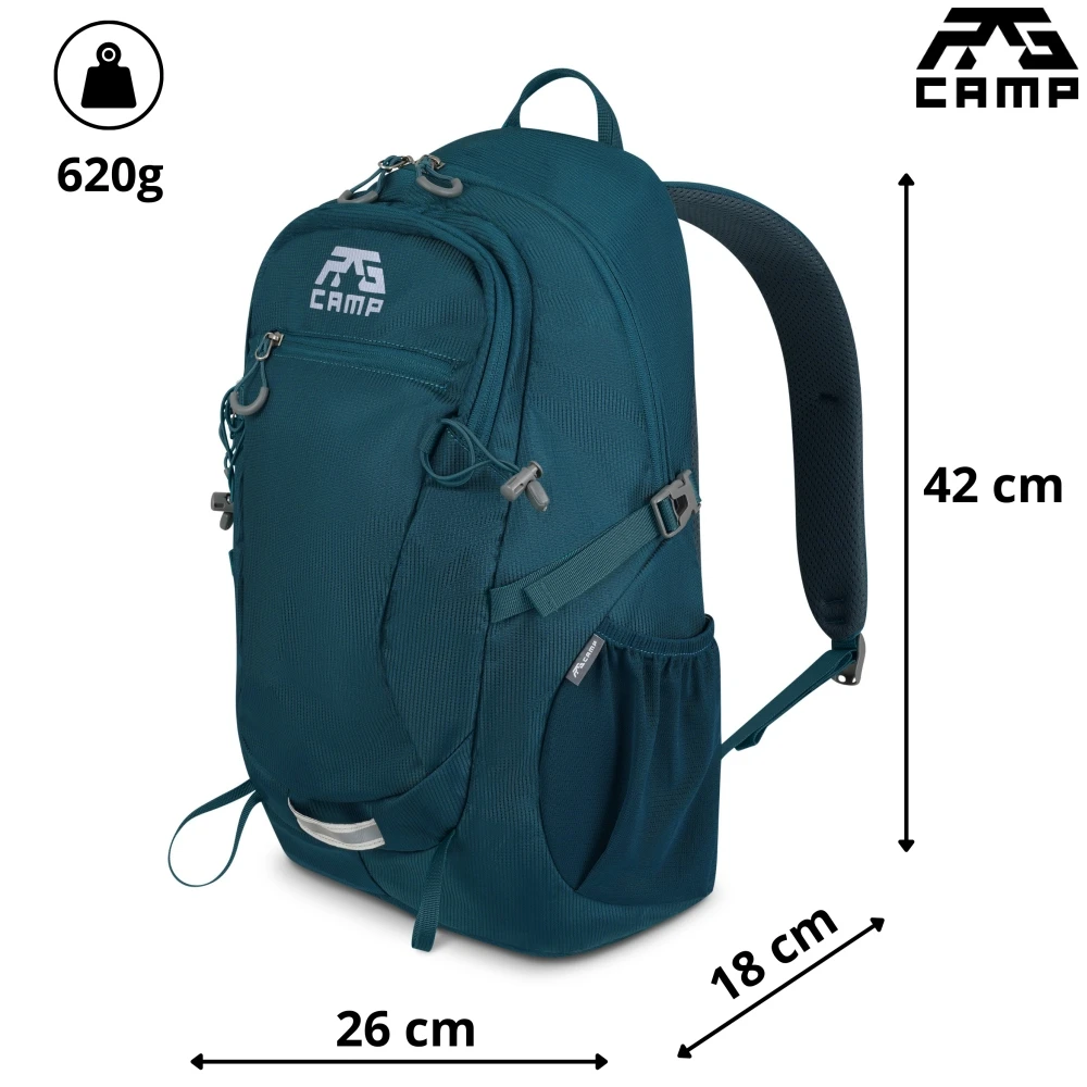 Mały plecak turystyczny dla dziecka 20l RG Camp R20 morski wymiary 42x26x18 cm