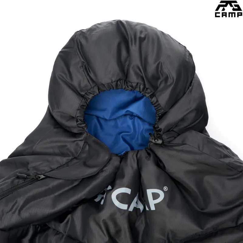 Regulowany kaptur ze ściągaczem w śpiworze turystycznym RG CAMP Comfort 250